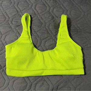 NWOT Hollister neon green ribbed bikini top large